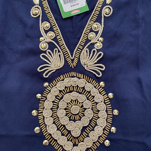 Lilly Pulitzer Chai Caftan NWT Navy Gold XXS - Picture 8 of 11